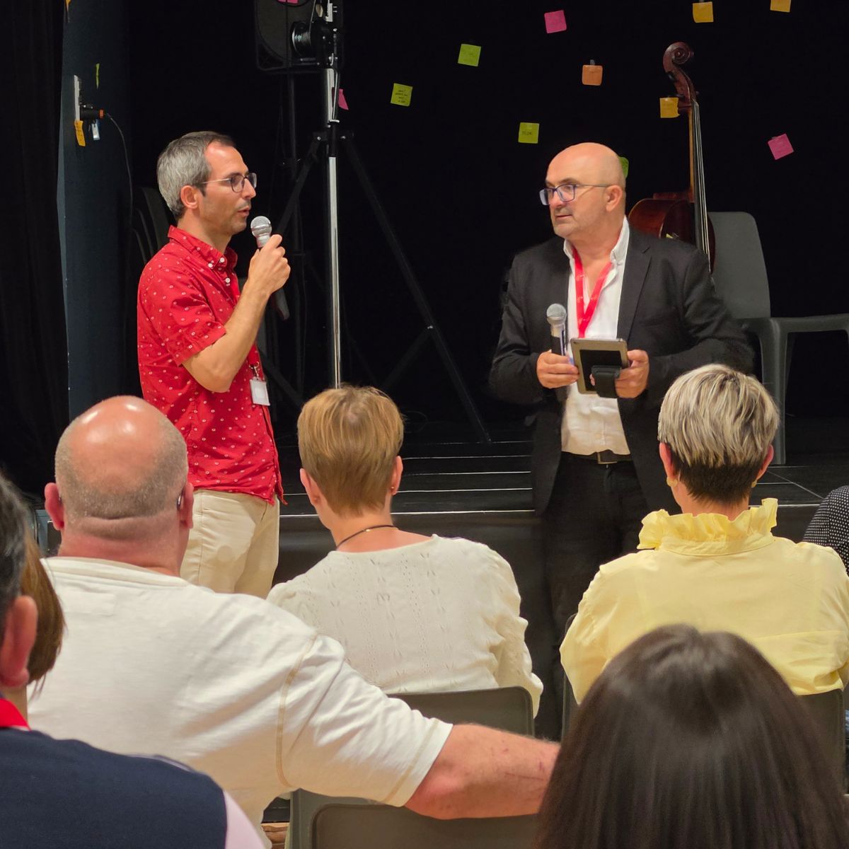 Charles-Henri Bouyer et Bruno Gadras introduisant la soirée-débat du CRT Charente