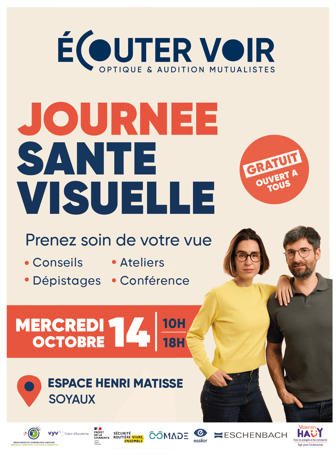 Affiche Journée Santé Visuelle Écouter Voir Charente 14 octobre 2026 Soyaux